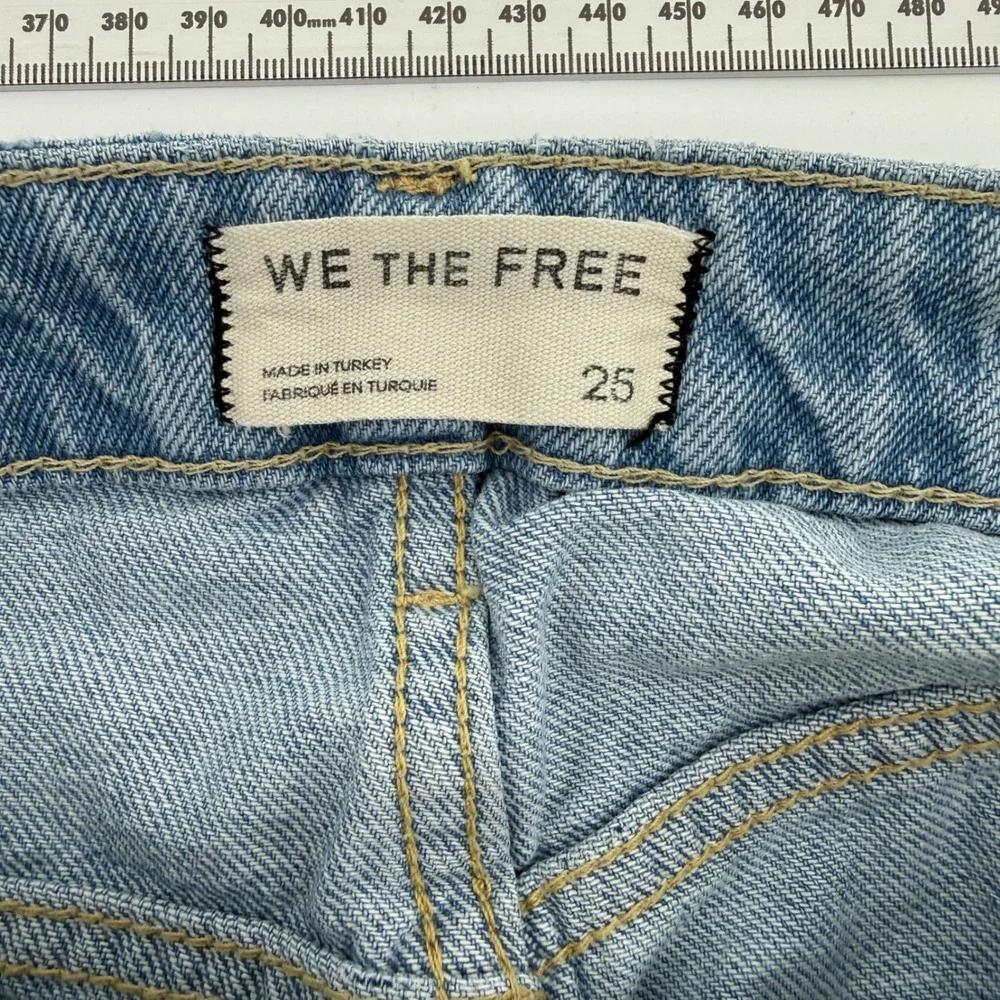 We The Free Free People‎ Denim Mini Skirt Asymmetrical Button Fly Blue Size 25
